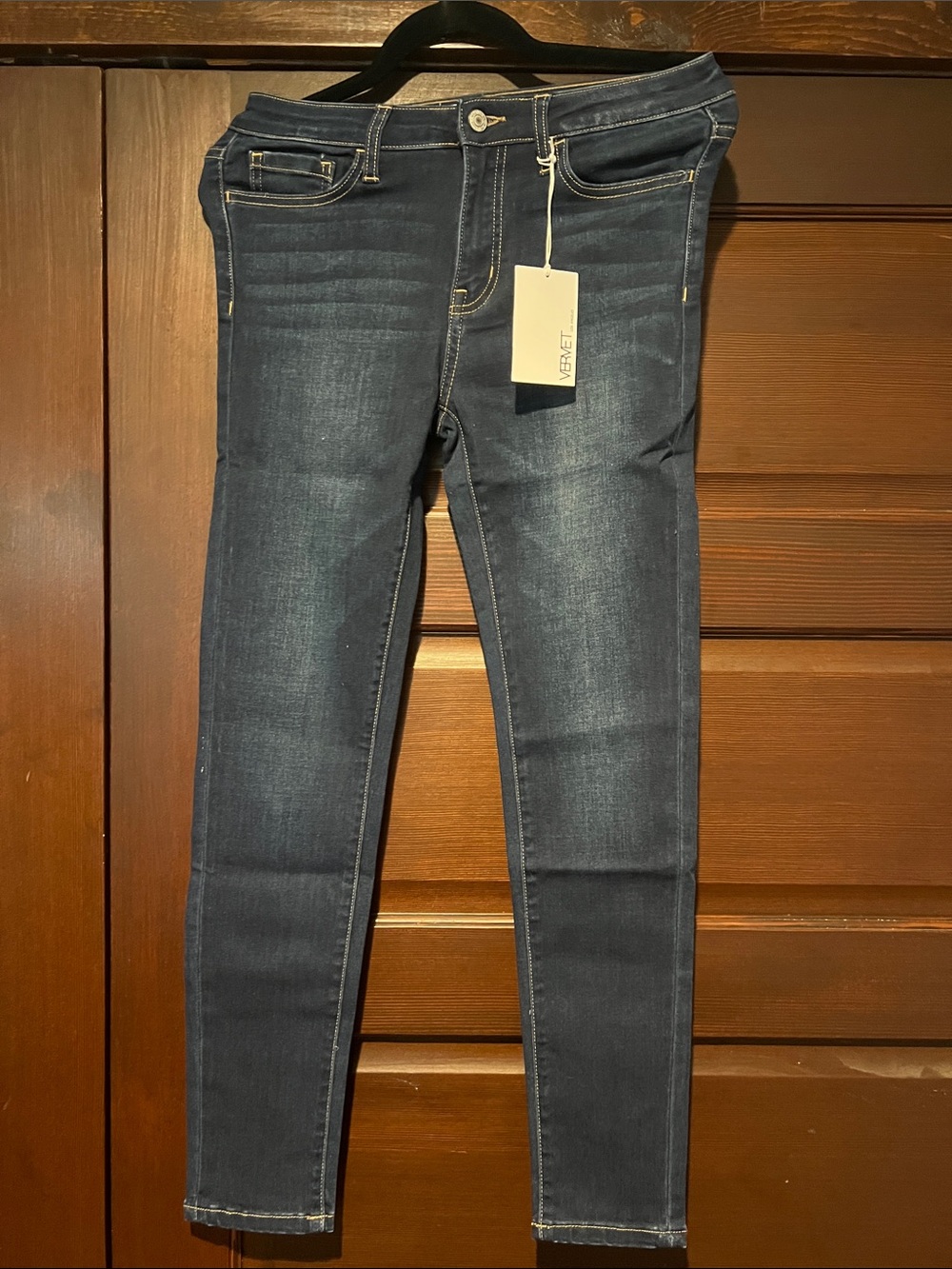 Womens mid rise skinny dark denim